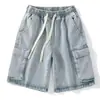 Shorts de Cargo Casuales Versátiles de Bolsillo Múltiple Estilo Retro Americano para Hombre de Verano, Shorts Sueltos para Jóvenes
