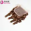 Xuchang Perucas Mianmar Trama de Cabelo Humano Liso Marrom Cabelo Remy Fechamento Cacheado Birmanês