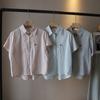 [Bizheng] Verano 2024 Nueva Camisa de Manga Corta Bordada con Lazo para Mujer a Rayas Suelta Casual Reductora de Edad Top 1861