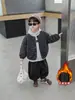Conjunto de Invierno a Cuadros Acolchado de Tres Piezas para Niños Estilo Coreano Conjunto de Sudadera con Capucha Todo en Uno de Forro Polar para Niños Ropa Elegante para Bebés Niños