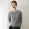 Nuevo suéter de punto trenzado cálido, holgado, simple, ligero, casual, cómodo, de cuello redondo, suéter de cachemira para mujer, otoño e invierno