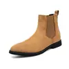 Botas Chelsea plus size transfronteiriças para homens, sapatos de couro de cano alto bico fino estilo britânico para outono/inverno, botas Martin casuais slip-on da moda