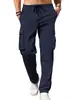 2026 Transfronterizos Verano Hombres Únicos Estilo Americano Versátiles Pantalones con Cordón Color Sólido Casual Modernos Cómodos Pantalones Cargo En Stock
