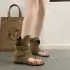 Botas de Moda de Estilo Europeo y Americano, Cómodas, de Media Pantorrilla para Mujer 2026 Verano, Sandalias de Tira con Tacón Oculto, Botines de Tacón Medio con Punta Redonda