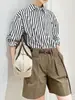Camisa de algodón puro a rayas blancas y negras de alta gama para mujer, nueva colección de otoño 2026, polo de manga larga, estilo elegante y lujoso
