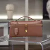 Nueva Bolsa Lonchera Lp29 Bolso de Cuero para Mujer Bolso de Mano Cartera de Maquillaje Bolso Bandolera Estilo Old Money Bolso de Mano Liso de Cuero