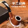 Pipa de madera maciza hecha a mano, pipa con veta de madera de brezo, pipa con filtro retro de estilo antiguo, boquilla para pipa de hombre