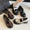 Versão em couro macio~Sapatos femininos versáteis em couro estilo francês para combinar com saias, novidade de verão 2026, sapatos Mary Jane com salto grosso e bico redondo vintage