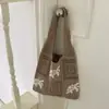 Bolso Tejido de Punto de un Solo Hombro de Estilo Artístico Nuevo y Elegante, Bolso de Playa con Gran Capacidad y Diseño Calado para Verano, Estilo Ins