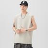 Chaleco de Color Puro de Peso Pesado 260g Camiseta sin Mangas de Cuello Redondo para Hombre Holgada y Versátil Casual a la Moda Camiseta Básica Verano Nuevo Estilo