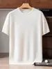 Suéter de malha gola redonda 100% caxemira pura outono e inverno, camisa base pullover de caxemira macia de cor sólida, manga curta masculina