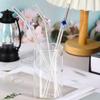 Suministro transfronterizo de popote de vidrio de borosilicato alto con codo, popote para leche y jugo, popote de vidrio con mariposa de color amor