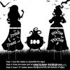 3 Decorações de Jardim de Bruxa Preta Grandes Halloween Estacas de Bruxa Silhueta Externa