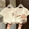 Camiseta de Manga Corta para Niños 2026 Verano Nuevo Estilo Niñas Dibujos Animados Elegante Manga Corta Niños Delgada Cuello Redondo Manga Corta Top t