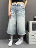 Pantalones vaqueros cropped de pierna ancha holgados de cintura alta para mujer, estilo callejero de moda de verano, pantalones versátiles rectos adelgazantes de longitud media, marca de moda