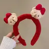 Faixa de cabeça fofa com orelhas de panda para lavar o rosto, faixa de cabeça de pelúcia de desenho animado com coroa alta para mulheres, faixa para maquiagem e lavar o cabelo, acessório de cabelo