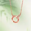 Collar Colgante Creativo Anillo de Mobius Anillos Dobles Entrelazados Luz de Diamante Lujo Nicho Gama Alta Cadena para Clavícula