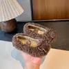 Zapatos Peludos Estilo Coreano para Niñas Invierno 2025 Nuevos Zapatos de Algodón Cálidos Forrados de Felpa para Niños Zapatos de Princesa con Lazo y Suela Suave