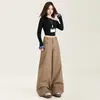 Pantalones casuales Melard para mujer, primavera y otoño, sueltos, de pierna recta, fluidos, modernos, de longitud completa, de pierna ancha, pantalones largos color caqui