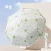 Guarda-chuva dobrável em três partes gancho dourado anti-UV guarda-sol guarda-sol colorido borracha proteção solar presente para mulheres uso duplo para dias ensolarados e chuvosos guarda-chuva