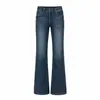 Jeans rectos de mezclilla azul grisáceo de tiro bajo, estilo vintage milenio transfronterizo 2026, de cintura media-baja, rotos y elásticos, de Yichun