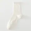 Calcetines Blancos Delgados de Encaje para Primavera y Verano para Mujer, Calcetines Transpirables de Malla Absorbentes de Sudor a Media Pantorrilla, Calcetines Holgados Estilo Jk Lolita Japonés