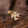 Unha de Osso de Orelha Zircônia de Aço Inoxidável Casual e Personalizada, Joia de Piercing de Unha de Orelha Micro-Embutida Exquisita e Compacta 0.8*6*4mm