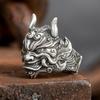 Anillo de plata tailandés de bestia mítica Chiba personalidad masculina moderno individual creativo Dios Bestia anillo abierto anillo para hombres y mujeres artesanía en relieve