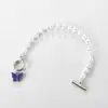Estilo Japonés y Coreano ins Super Hada Colgante de Mariposa Multicolor Pulsera de Perlas de Imitación para Mujer Elegante Sencillo Retro Pulsera para Novia Estudiante