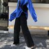 Tecido Escama de Peixe Terry Dongdaemun Coreano Calça Casual Solta Slimming Look Tamanho Único Elástico na Cintura Perna Larga Cor Lisa
