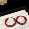 Brinco de Argola Vermelha Europeu e Americano Transfronteiriço Argola de Orelha Círculo Vermelho Estilo Hong Kong Retrô Argola de Orelha Esmalte Vermelho Brincos Simples de Nicho
