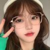 Gafas cuadradas coreanas de luz azul nueva moda amor color deslumbrante espejo plano liso Marco de gafas transparente rojo neto