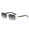 Gafas de Sol Cuadradas de Metal Sin Marco Retro para Hombres y Mujeres, Gafas de Sol de Moda Poligonales Sin Marco Clásicas Transfronterizas