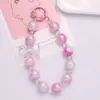 Llavero de Coche Colgante de Cuenta Redonda Chapada con Gradiente de Dos Tonos Acrílico DIY Estilo Fresco Accesorios de Lazo Coloridos