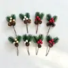 Decoraciones de Navidad, ramas de pino, agujas de pino, piñas artificiales, colgantes de frutos rojos, accesorios para manualidades, embalaje, accesorios para cajas de regalo al por mayor