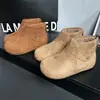 Botas de Nieve Casuales Retro Estilo Nuevo Cómodas Otoño e Invierno Estilo Universitario Birkenstock Más Terciopelo Moda Planas Cortas para Mujer Piel Nobuk