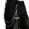 Estilo Retro Europeo y Americano Colgante de Corazón con Alas de Metal Cadena para Pantalones Unisex Punk Hip-Hop Accesorio para Jeans Cadena de Cintura