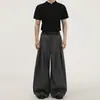 Calça de terno designer plissada tridimensional de perna larga e corte solto para comércio exterior atacadista, calça casual reta sem amassar para homens e mulheres