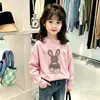 Novedades de Primavera y Otoño para Bebés y Niños Mayores, Camiseta Casual con Estampado de Dibujos Animados para Bebé, Camiseta de Manga Larga con Cuello Redondo Elegante para Niñas de Algodón Puro