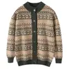 Suéter Infantil de Caxemira Retrô de Três Fios Outono e Inverno Estilo Étnico Gola Redonda Meia-alta Tricô Outerwear Espesso Cardigan