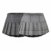 Sy9197-26 Nuevo Estilo de Principios de Primavera Estilo Puro Deseo Americano Falda Plisada de Cuadros JK Cintura Media-Baja Falda de Cuadros