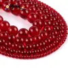 Promoção de Ano Novo série vermelha pedra natural vidro calcedônia jade contas soltas pulseira colar semiacabado atacado