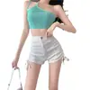 Calça Feminina Ultra Curta Estilo Desejo Puro Primavera/Verão/Outono/Inverno 2026 Cintura Alta Slim Fit Sexy Hot Pants com Cordão