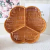 Cesta Nueva Tejida a Mano de Mimbre Sintético Cesta para Snacks Compartimento para Snacks Cesta de Almacenamiento Cesta para Pan Plato de Fruta para Sala de Estar