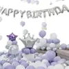 Decoraciones de Feliz Cumpleaños Set de Globos Pared de Fondo Fiesta Niño Niña Corona de Cumpleaños Globos de Papel de Aluminio