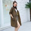 Leche de Papaya Verano Nuevo Estilo Coreano Gabardina Moda Elegante Manga Tres Cuartos Color Sólido Bolsillo Cordón Delgado Chaqueta Moderna