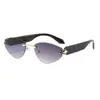 Gafas de Sol Retro Sin Marco para Viaje de Mujer Gama Alta Ojo de Gato Montura Pequeña Estilo Europeo Gafas de Sol con Protección UV para Caras Cuadradas y Redondas
