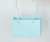 Bolsa tote retangular com relevo de macaron, bolsa para arranjo de flores em buquê, bolsa para embalagem de presente, sensação requintada e de alta qualidade