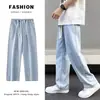 Jeans de mezclilla lavada populares de verano 2026 para hombre, corte recto, pantalones casuales versátiles en stock
