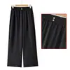 Calças Versáteis Frescas e Refrescantes para Mães, Calças Cropped de Verão, Novas Calças Wide-Leg de Cintura Alta, Calças para Mulheres de Meia-Idade, Calças de Corte Reto com Caimento